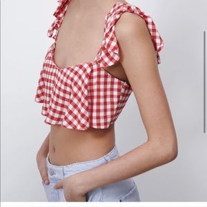 Zara Gingham Cropped Top